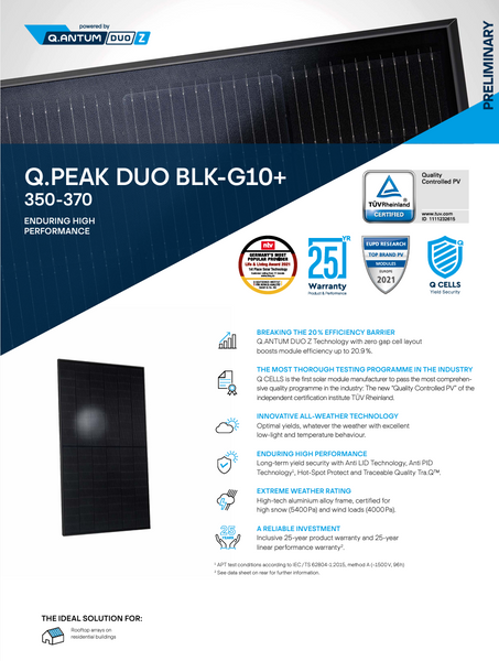 QCell: Pallet of 32 Q.PEAK DUO BLK ML-G10+ 365 Solar Panels, New in Original Packaging
