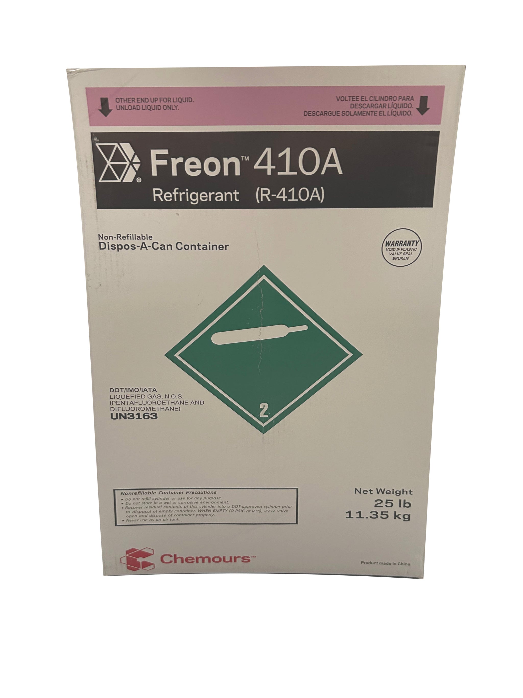 R-410A 25lb Chemours Factory Sealed Refrigerant – Chiller R-410A 25lb Chemours Factory Sealed Refrigerant – Chiller