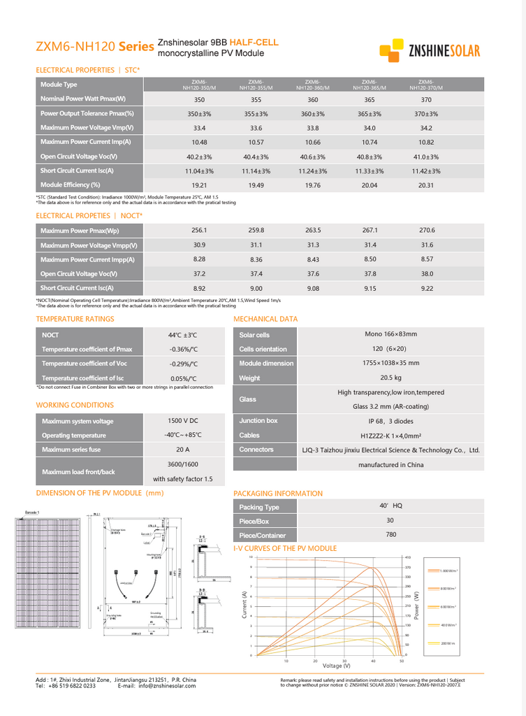 Pallet (31) ZnShine ZXM6-NH120-370/M 370 Watt Solar panel black Pallet (31) ZnShine ZXM6-NH120-370/M 370 Watt Solar panel black
